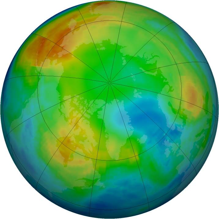 Arctic ozone map for 28 January 1993